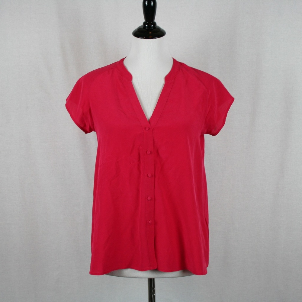 Joie 100% Silk Button Up Short In Fuchsia - image 1